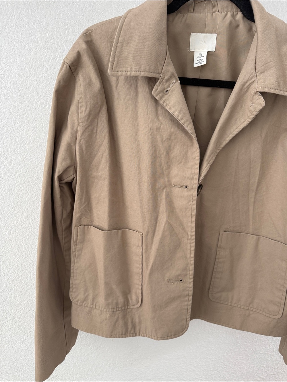 H&M Classic Women's Khaki cottage Button-Front Jacket - Picture 4 of 5